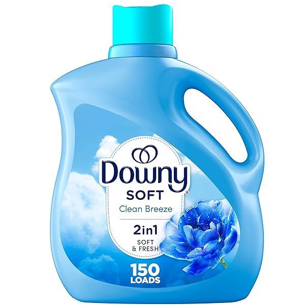 DOWNY SOFT, 2 IN 1 SOFT AND FRESH LIQUID FABRIC SOFTENER, CLEAN BREEZE, 111 FL OZ, 150 LOADS, FABRIC CONDITIONER LIQUID PROVIDES SOFTNESS AND FRESHNESS FOR FABRICS