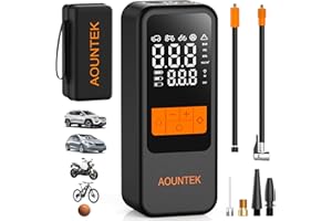 AOUNTEK Tire Inflator Portable Air Compressor Portable Air Pump For Car Tires with Digital Pressure Gauge 150 PSI Fast Inflation Auto Shut Off Function Cordless Electric Air Pump for Bike Motorcycle Ball,etc