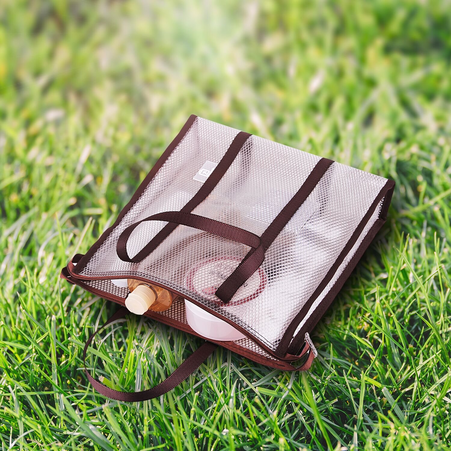 Beach Bag, Clear Beach Handbag with Zipper Closure, Non - Sticky Sand, Perfect for Work, School, Sports Games Concerts and Beach.