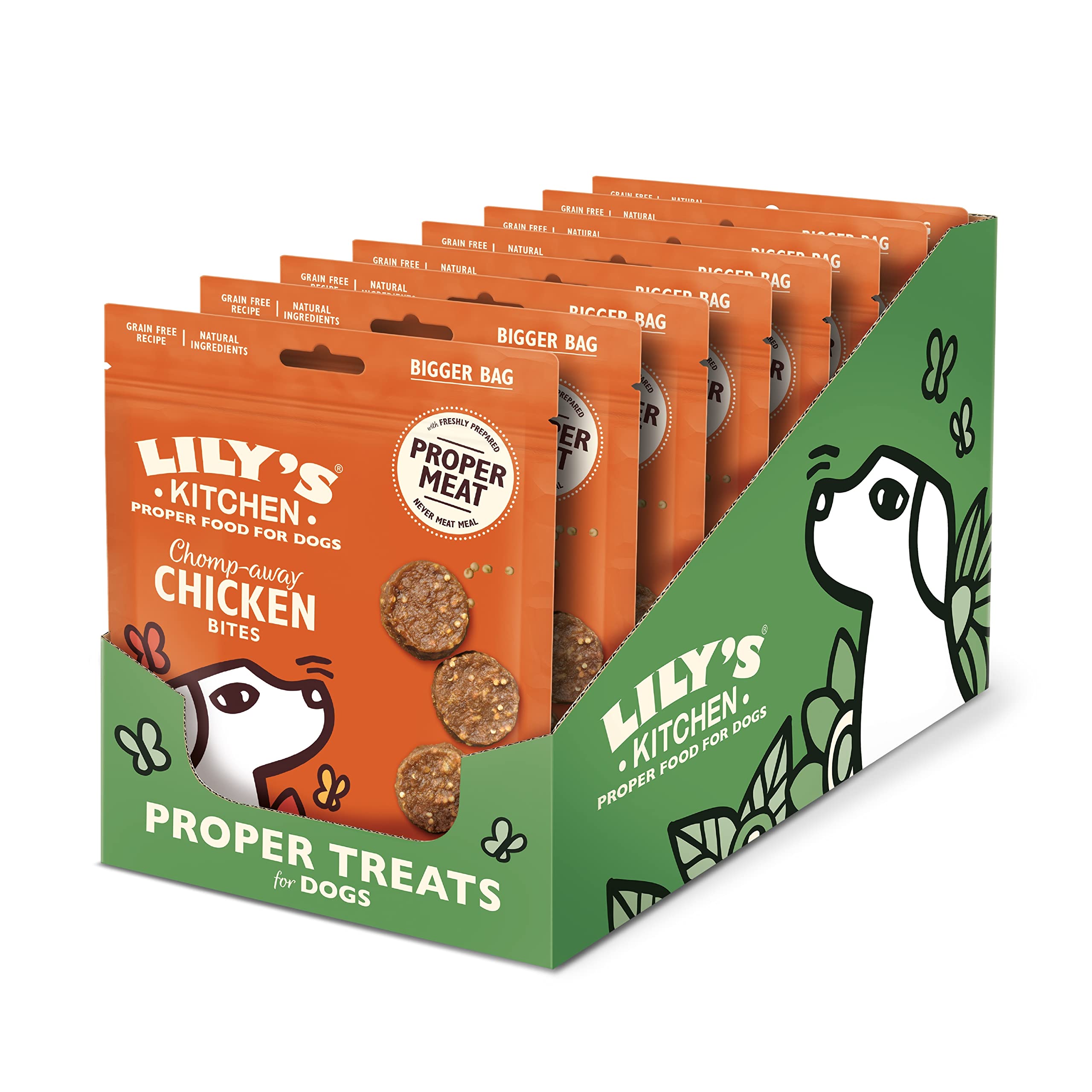 Lily's Kitchen Dog Meaty Treats Grain Free Chomp-Away Chicken Bites (8 x 150 g)