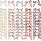 AIMUDI 5 Colors Pink 2" Satin Bows Self Adhesive Satin Bows for Gift Wrapping Premade Satin Bows with Double-Sided Tape for Making Crafts Baby Shower Birthday Party Wedding Decorations, 50 PCs