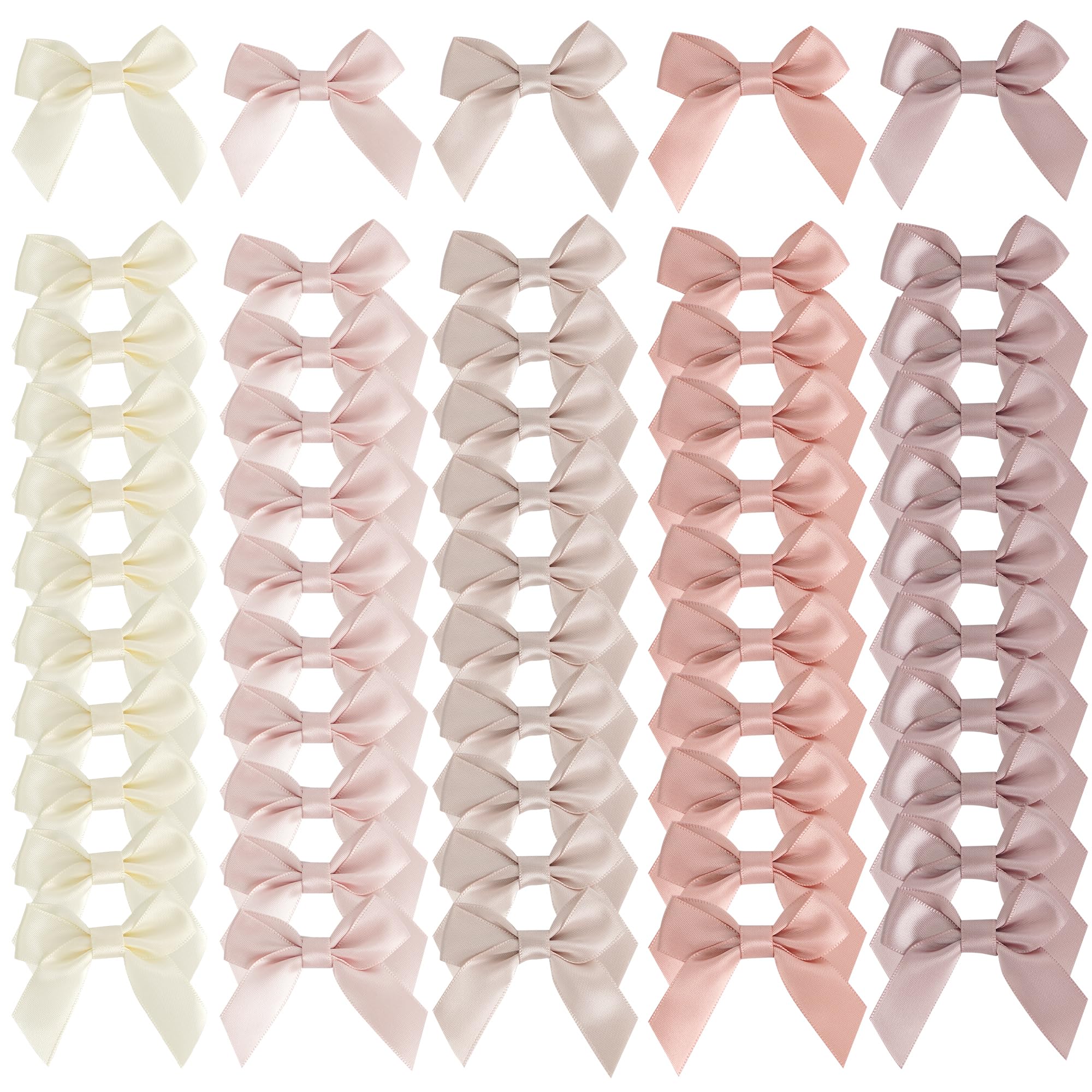 Photo 1 of AIMUDI 5 Colors Pink 2" Satin Bows Self Adhesive Satin Bows for Gift Wrapping Premade Satin Bows with Double-Sided Tape for Making Crafts Baby Shower Birthday Party Wedding Decorations, 50 PCs