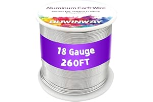 OUWINWAY 18Gauge Silver Aluminum Crafts Wire 260FT, for Jewelry Crafting, Gemstone Metal Coiling, Sculpting, Armature, Jewelry Making Beading Floral Soft DIY Metal Craft Art Wires Colored and Soft
