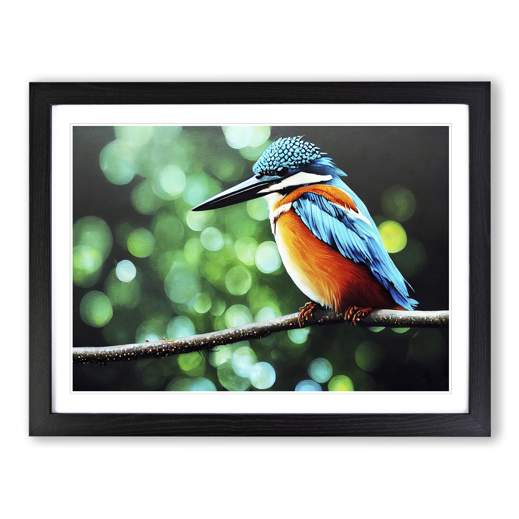 Flashy Kingfisher Bird Framed Print | A4 Black Framed Wall Art | Ready to Hang | Modern Nature Picture | Living Room Bedroom Lounge Office