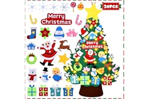 HmiL-U Felt Christmas Tree - 3.4 FT Christmas Decorations for Toddlers with 30 Pcs Ornaments,DIY Xmas Gifts for Door Wall Hanging Decorations