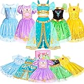 Jeowoqao Princess Costumes for Girls, Princess Dress up Clothes for Girl 4-6 Princess Dresses,Little Girl Dress up Pretend Role Play, Christmas Birthday Gifts for Toddler Girl Aged 3-6