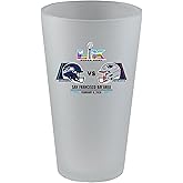 The Memory Company Officially Licensed NFL Seattle Seahawks vs. New England Patriots 2025 Super Bowl LX Dueling 16oz White Frosted Pint Glass, Direct Print