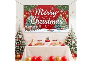 HOOSUN Christmas Decorations,72 x 44 Inch Merry Christmas Backdrops for photography,Xmas Banners Party Decorations,Xmas Photo Booth Backdrop Party Banner for Wall,Yard,Garage