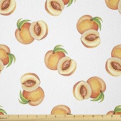 Ambesonne Peach Fabric by The Yard, Vegetative