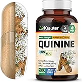 BIO KRAUTER Quinine for Leg Cramps Capsules 500 mg - 100 Count - Cinchona Bark Powder - Quinine Capsules - Vegan, No Fillers