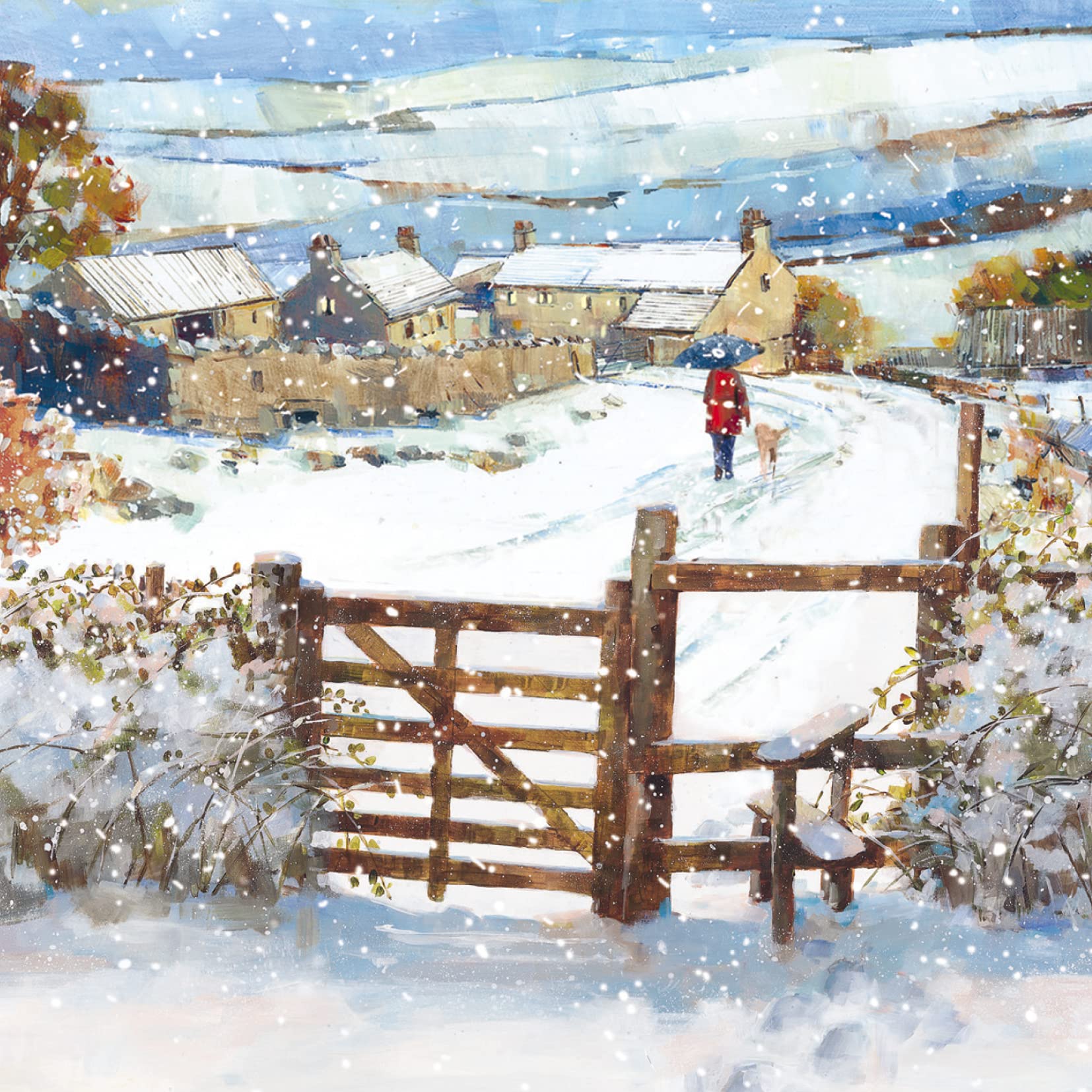 Ling Design Pack of 10 Charity Christmas Cards - 'Winter Walk in the Countryside' - 10 Cards of 1 Attractive Design