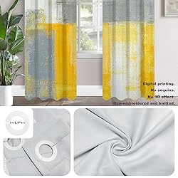 Batmerry Grey Abstract Art Blackout Curtains for