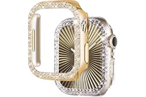 NewWays 2-Pack Bling Compatible for Apple Watch Cases 40mm SE 2022 Series 6 5 4, Protective Bumper for iWatch SE Series 4/5/6 (40mm, Gold/Clear)