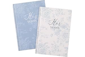 Engrowtic Set of 2 Vow Books His and Hers, Wedding Vow Books (6.06x4.17) Wedding Keepsake Essentials Elegant Bridal Shower Ceremony Gift Elopement Essentials(Blue,Floral)