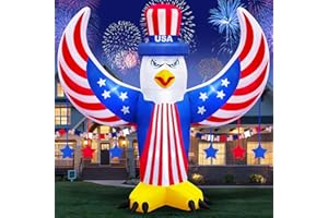 Danxilu 8 FT Independence Day 4th of July Inflatables Outdoor Decorations, American Inflatable Flying Bald Eagle Built-in LEDs Patriotic Blow Up Inflatable Yard Decoration Party Garden Lawn Patio