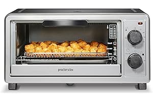 Proctor Silex Simply-Crisp Toaster Oven Air Fryer Combo with 4-in-1 Functionality (Air Fry, Bake, Broil & Toast), 1200 Watts, Fits 4 Slices or Personal Pizza, Auto Shutoff, Black (31265)