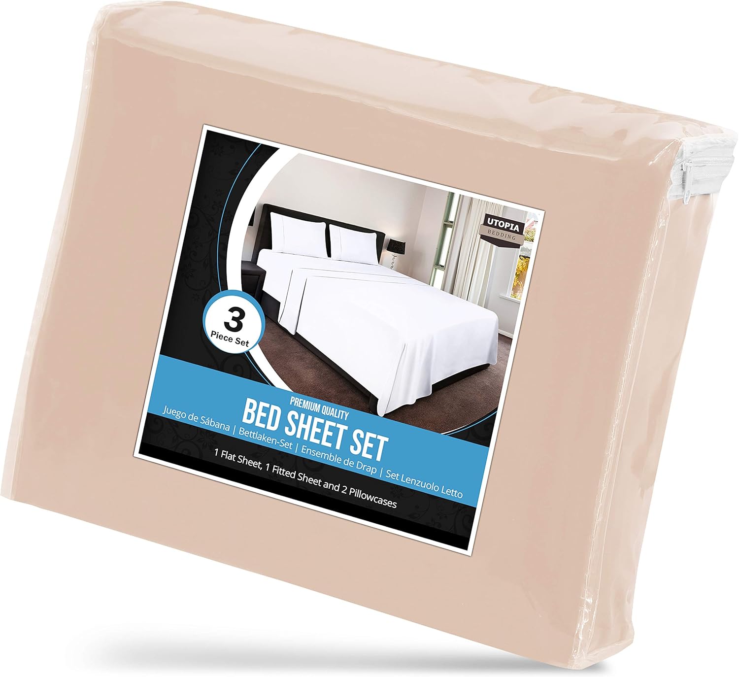 Utopia Bedding Bed Sheet Set - 3 Piece Twin Bedding - Soft Brushed Microfiber Fabric - Shrinkage & Fade Resistant - Easy Care (Twin, Beige): Home & Kitchen