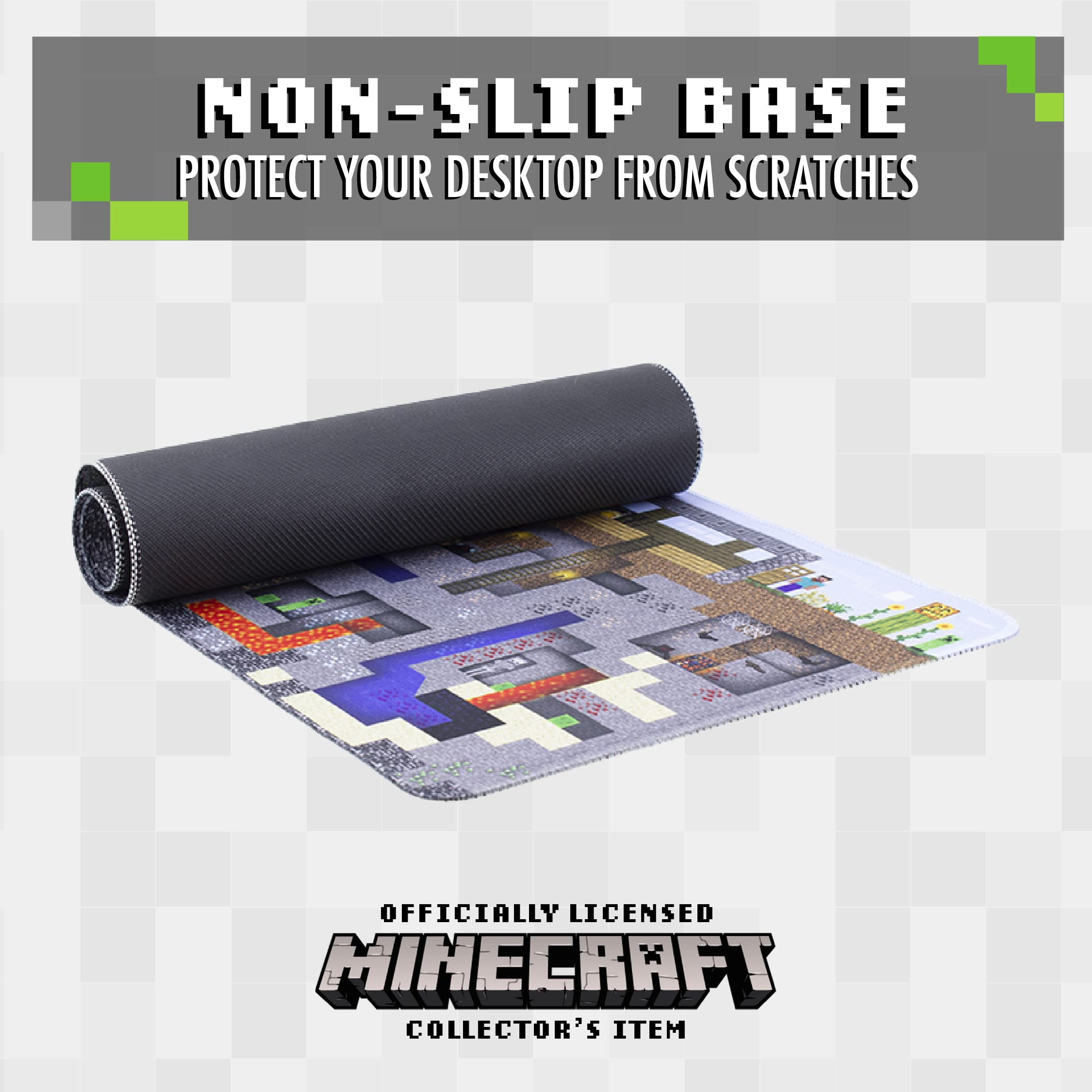 Paladone Minecraft Mining World Large Gaming Mouse Pad for Desk Keyboard Mousepad Non-Slip