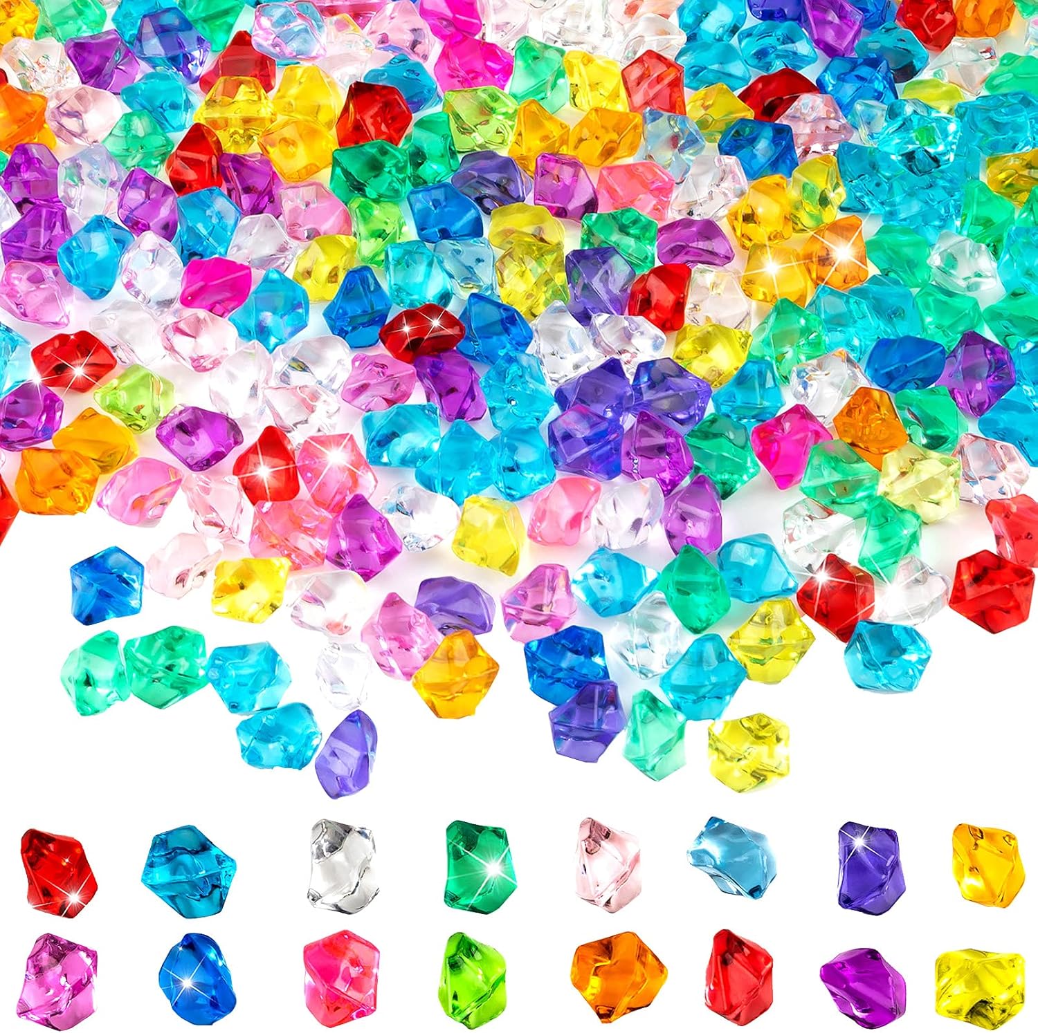 Vase Fillers - Syhood 400 Pieces Fake Crushed Ice Rock Acrylic Ice Cubes Crystals Fake Diamond Decoration Plastic Ice Cubes Gems Vase Fillers for Wedding Event Decoration Arts and Crafts (Multi-Color)