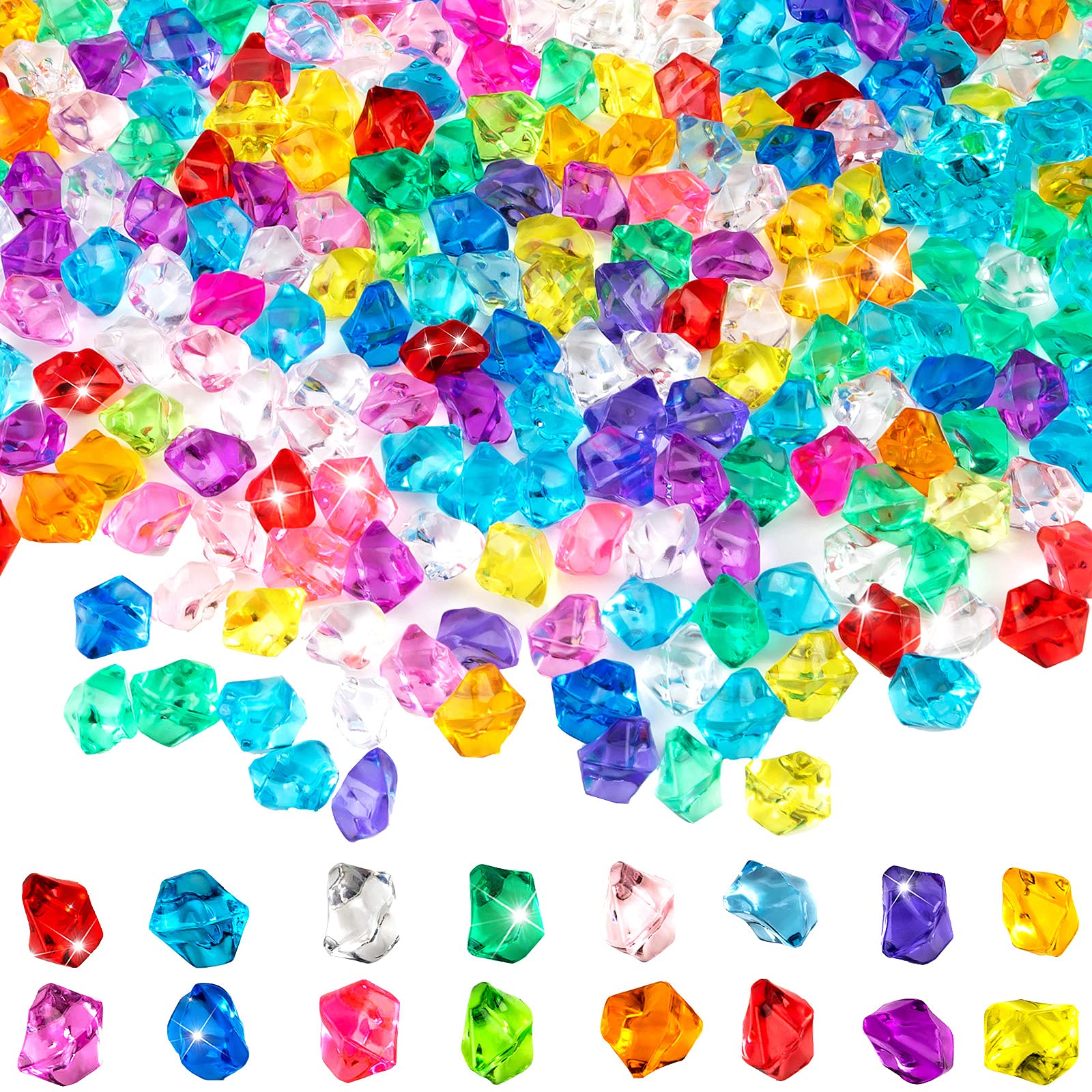 Photo 1 of Syhood 400 Piece Multicolor Acrylic Gems Ice Cubes Set Fake Crushed Ice Rocks, Crystals, and Gems for Wedding Event Decoration, Arts and Crafts, Vase Fillers(Multi-Color)