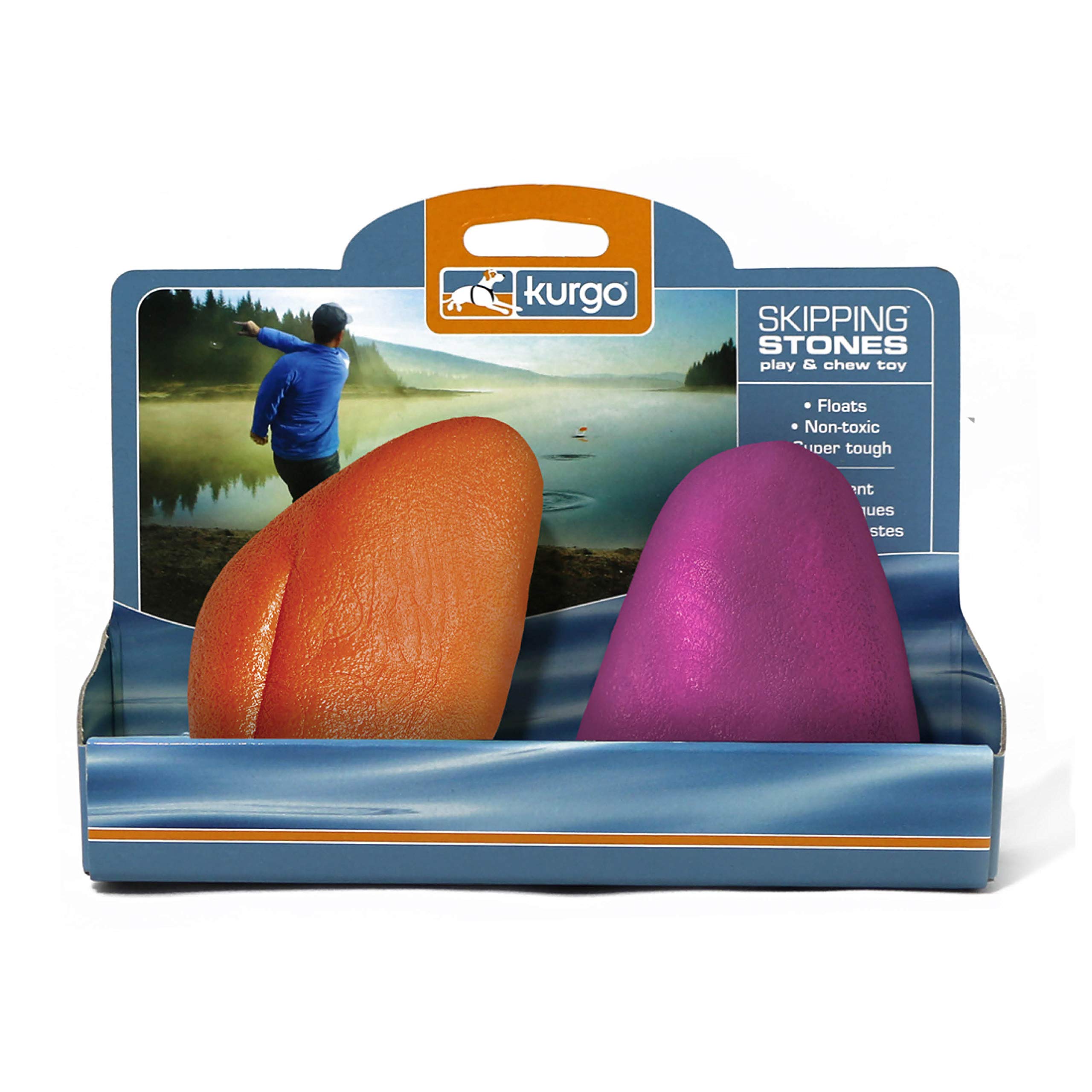 Kurgo Skipping Stones, Dog Fetch Toy, Floats on Water, BPA Free, 2-Pack-Assorted Colours