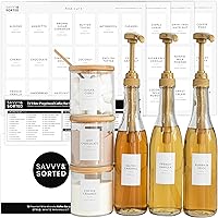 SAVVY & SORTED Coffee Bar Essentials Coffee Labels Stickers - 72 Coffee Syrup Labels Coffee Station Organizer - Coffee Labels