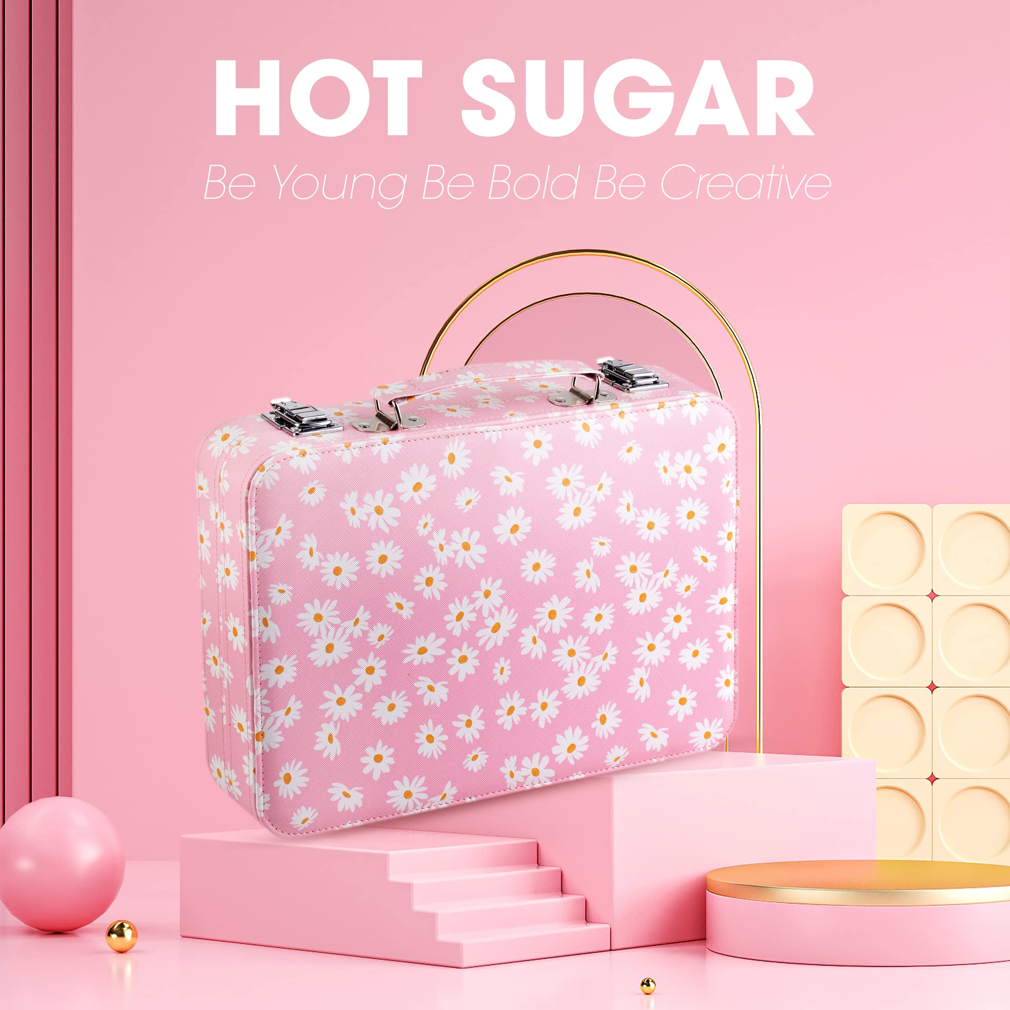 Hot Sugar All in One Beginner Makeup Kit for Teen Girls 10-12, Cosmetic Gift Set for Birthday or Christmas (PINK DAISY)