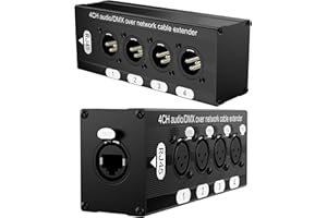 VANDESAIL XLR Snake, 4 Channel Multi Network 3-Pin XLR/DMX/AES-EBU to RJ45 Ethercon, Breakout over Cat5/Cat6 Ethernet Extender for Stage Sound Lighting and Recording Studio (1 Pair: 4 Male + 4 Female)
