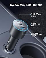 Anker 167.5W Max 3-Port Car Charger USB-C USB-A Cable Included view 2