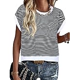 MixShe Womens Knit Tops 2025 Summer Short Sleeve Crewneck Lightweight Casual Pullover Shirts