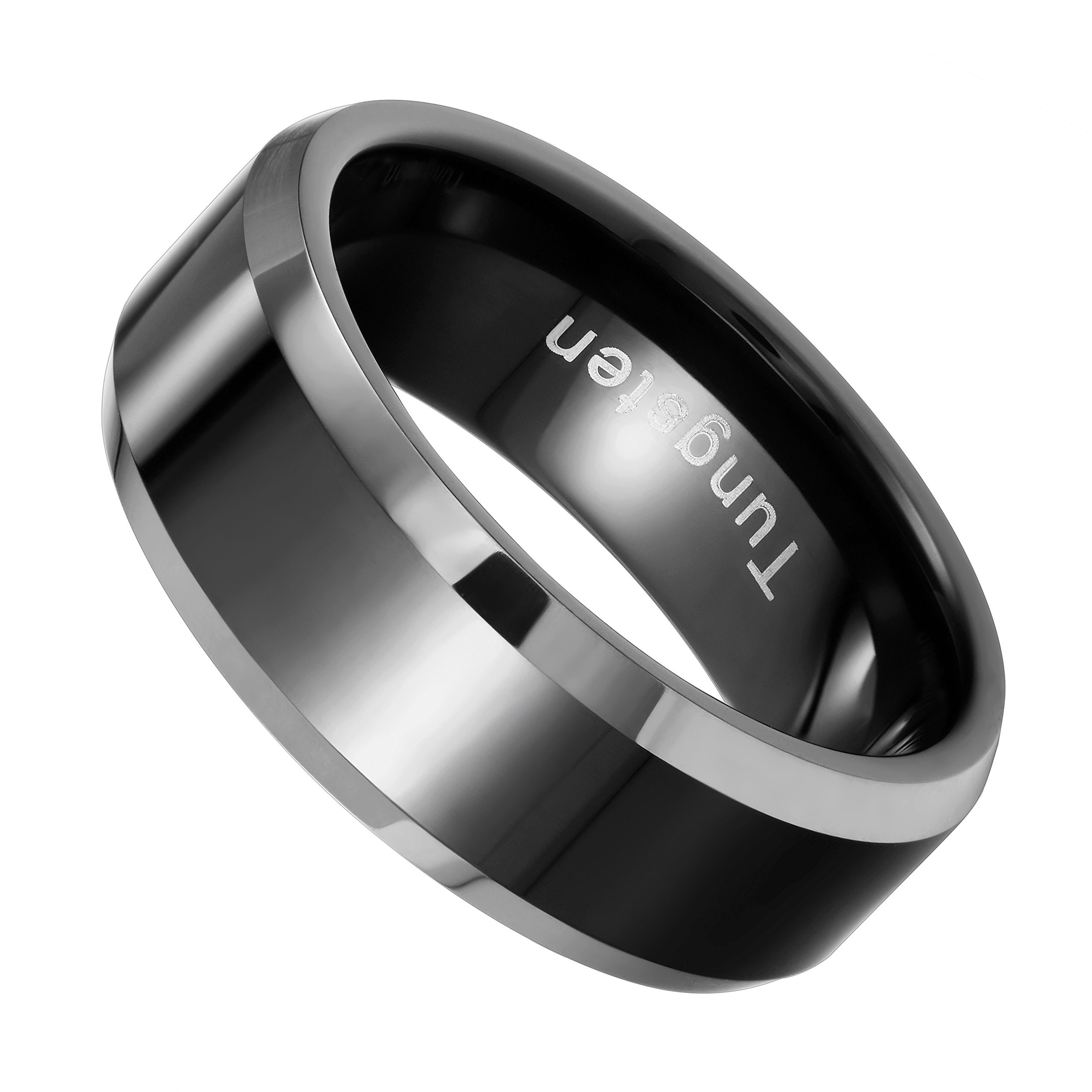 URBAN JEWELRY Solid Tungsten Men’s Black Ring Band for Wedding or Engagement, Metal