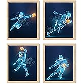 Summit Designs Football Wall Art - Posters - Room Decor, Sports Wall Decor - Poster, Themed Bedroom - Set Of 4 (8x10) Unframed Prints 8x10 (Natural)