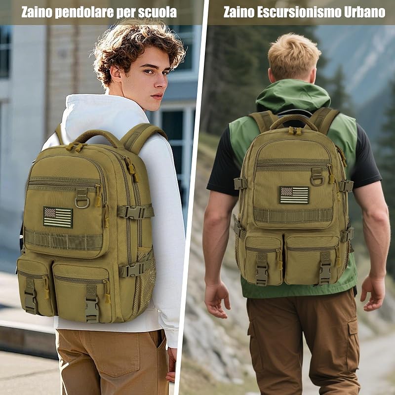Zaino Scuola Media Superiore Ragazzo, Grande Zaino Uomo 17 Pollici Laptop, Zaini per PC portatili Impermeabile, Zainetti Casual Borsa Daypack per Ragazza Scuola Università Viaggio 10-25 Anni 50CM