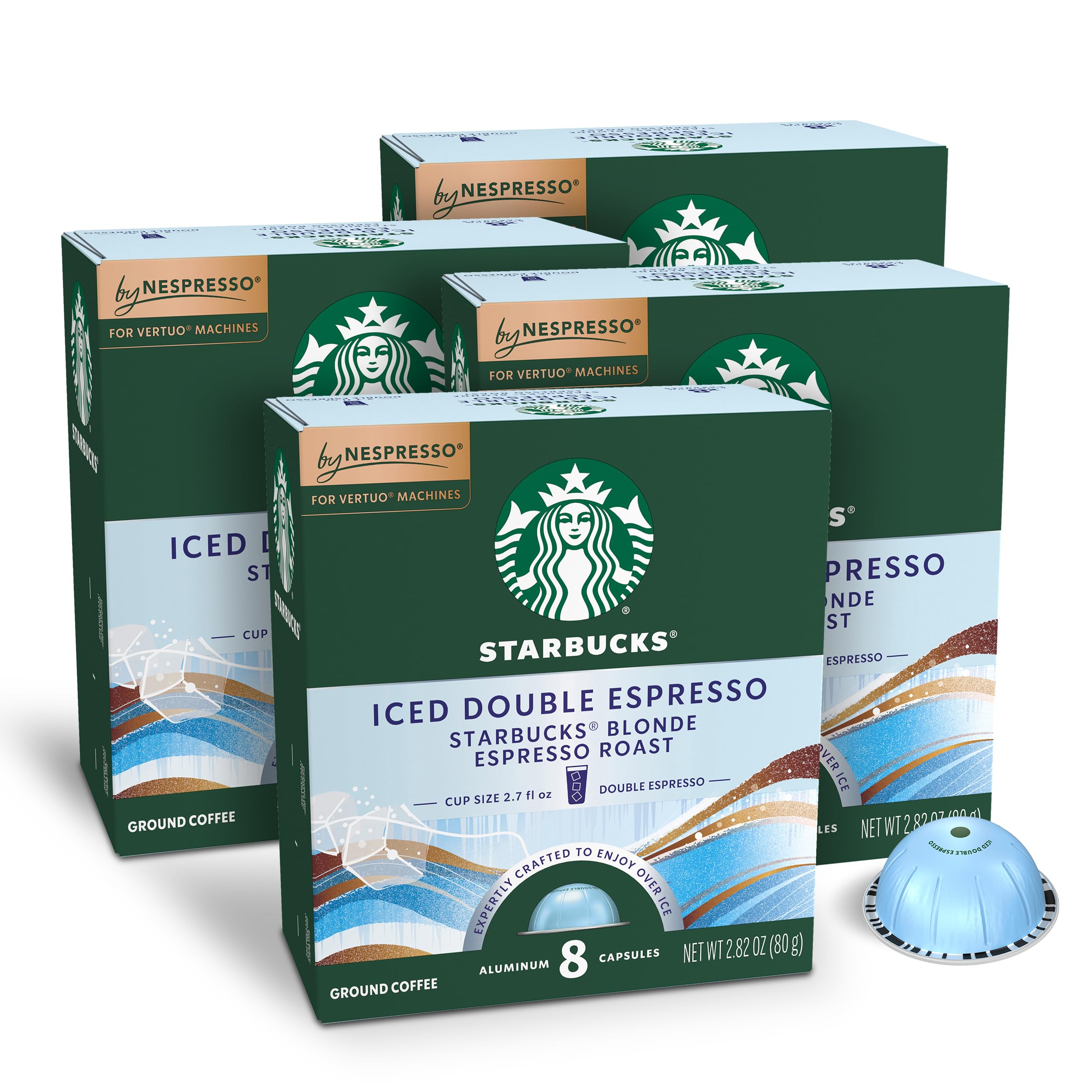 Starbucks by Nespresso Vertuo, Iced Blond Roast Coffee, 32-count Coffee Pods, Brews 2.7 oz. Image