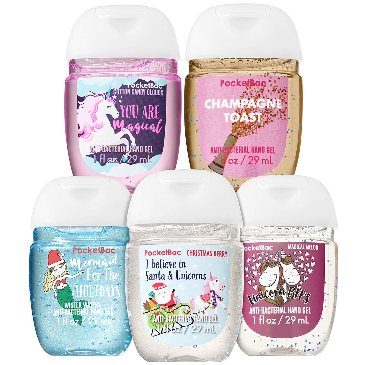 Bath And Body Works Holiday Unicorns And Mermaids 5 Pack Pocketbac Hand Sanitizers