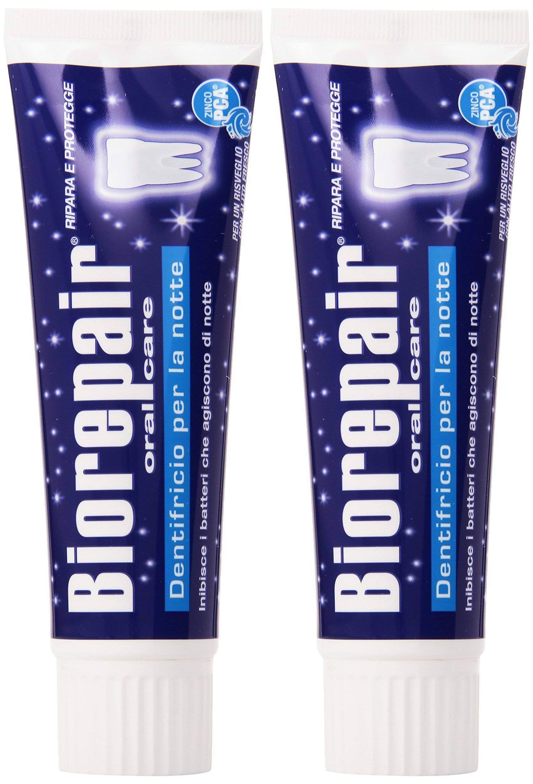 2 pcs biorepair Night Protection Toothpaste 75ml Protect & Repair from Acid Erosion and Plaque Safe for Whole Family