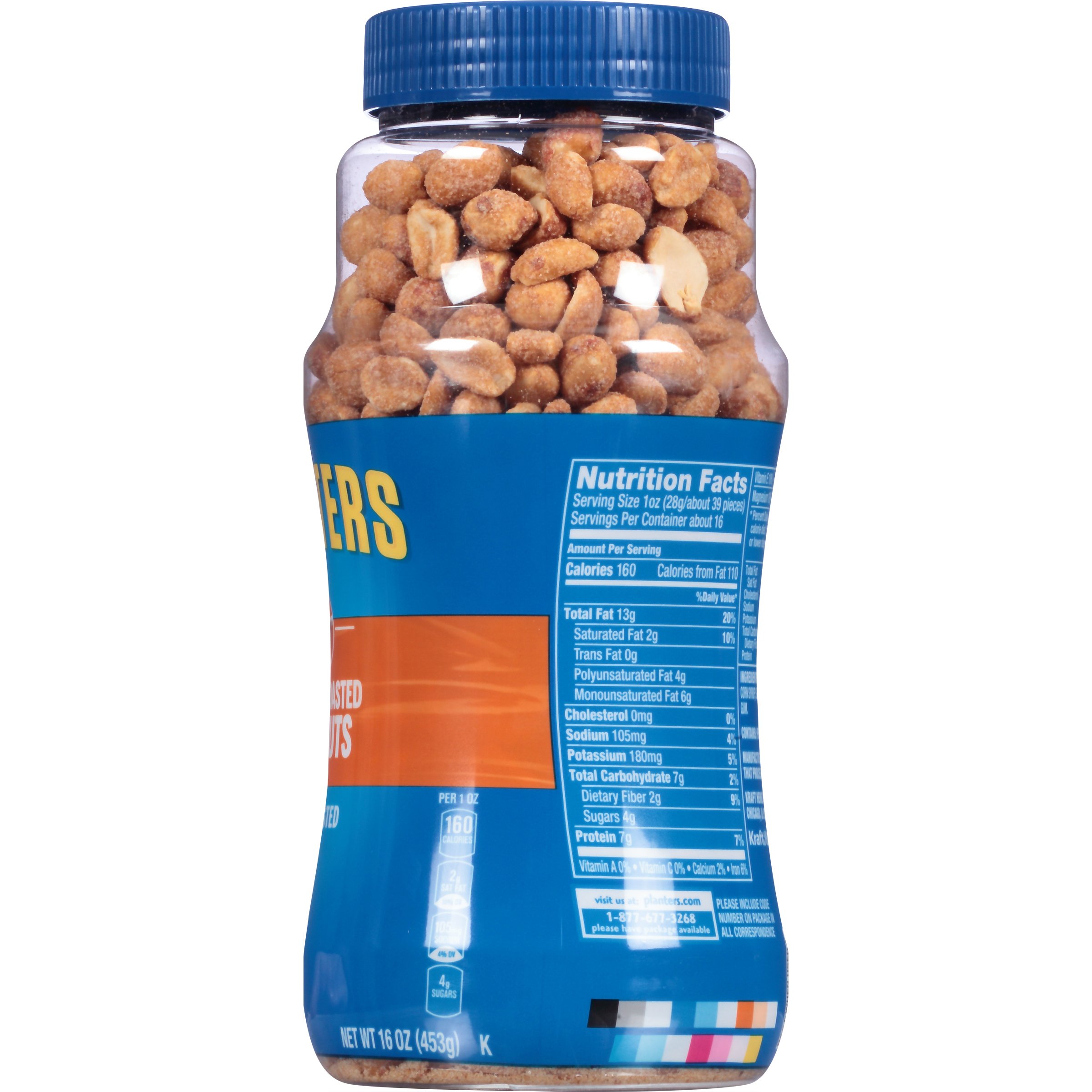 Planters Peanuts, Dry Honey Roasted & Salted, 16 Ounce Jar (Pack of 4