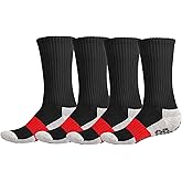 Falari 4 Pairs Athletic Socks Sport Running Calf Socks Non-Slip Grip Bottom Crew Socks for Men Fit Shoe Size 7-11