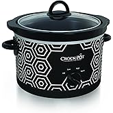 Crock-Pot 4.5 Quart Round Portable Slow Cooker and Food Warmer, Black & White Pattern (SCR450-HX)