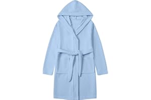 Umeyda Boys Girls Hooded Robe Kids Soft Waffle Cotton Robes Spa Bathrobe Pajamas Sleepwear, 3-12 Years