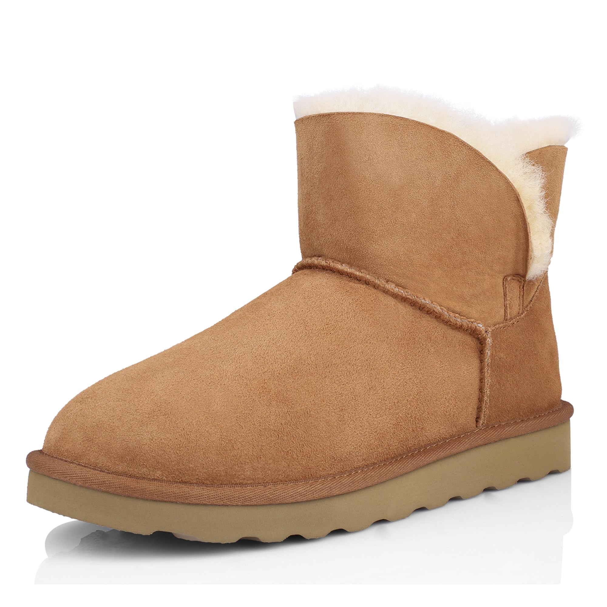 Photo 1 of **DIRT. STAINS**WaySoft Genuine Australia Sheepskin Snow Winter Boots for Women, Classic Water Resistance Shearling Boots Women (10, Chestnut)