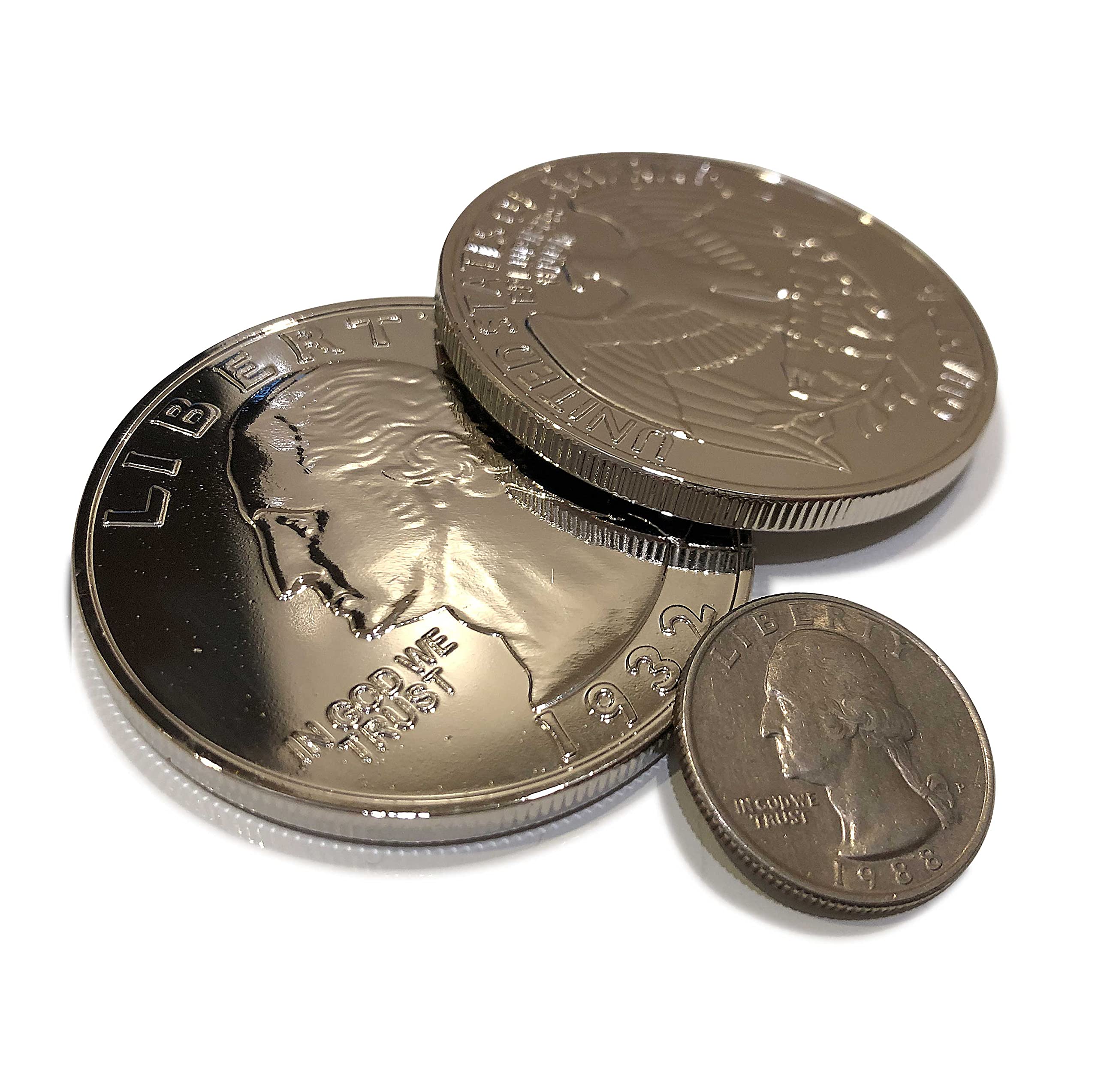 Canailles Jumbo Quarter, A Jumbo US Quarter Made of Metal, Magnetic Receptive, Great for Magic, Props, Fun, Pranks and More