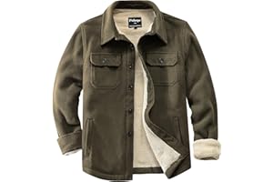 Puhope Men's Polar Fleece Warm Sherpa Lined Shirt Jacket for Men Thick Button Down Jacket with Multi Pockets