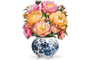 PAEONE Paper Pop-Up Flower Card, Peony, Forever Flowers Bouquet 3D Popup Greeting Cards, Blank Note Envelope, Birthday Gift Cards, Mother's Day, Holiday Decorations
