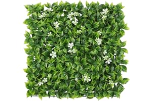 Luyue 6pcs Artificial Grass Wall Panels Epipremnum Greenery Backdrop 20”×20” Green Flower Hedge Panel Greenery Grass Wall Decor Privacy Screen Wall Backdrop