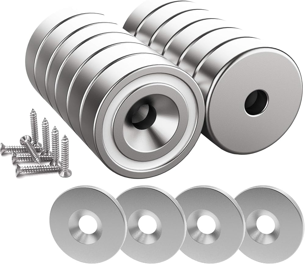 Magnetpro 12x 25LB Force Pot Magnets 20x7mm Countersunk Hole Steel Capsule