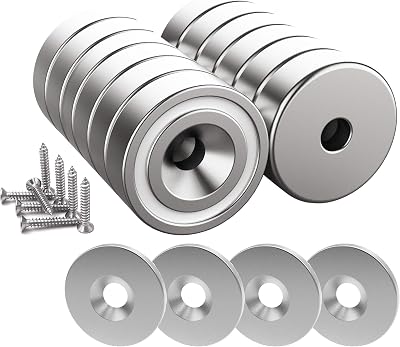 Magnetpro 12x 25LB Force Pot Magnets 20x7mm Countersunk Hole Steel Capsule