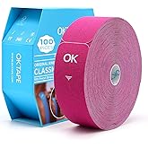 OK TAPE Kinesiology Tape Pre Cut Strips Bulk (100 PCS),Elastic Cotton Latex Free Hypoallergenic Athletic Tape Roll for Muscle Joint Knee,Waterproof k Tape 2in×10in/PCS