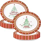 Oigco 30 Count Christmas Paper Plates, Large 9" X 11" Xmas Disposable Dinnerware for Holiday Parties, Christmas Party Supplies Decoration