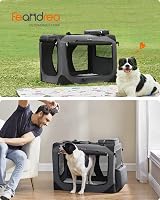Feandrea Foldable Pet Carrier Bag Large Soft Sided Travel Crate Grey view 2